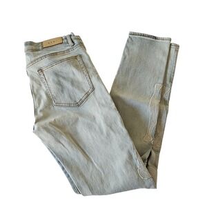 mnml Mens Light Wash Skeleton Bone Embroidered Slim Fit Denim Jeans Size 33